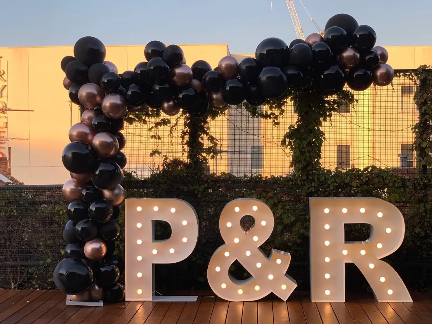 Black And Rose Gold Garland for Iinitials and balloons