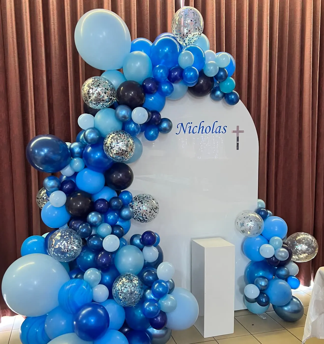 Blue And White Backdrop for Confirmation backdrop