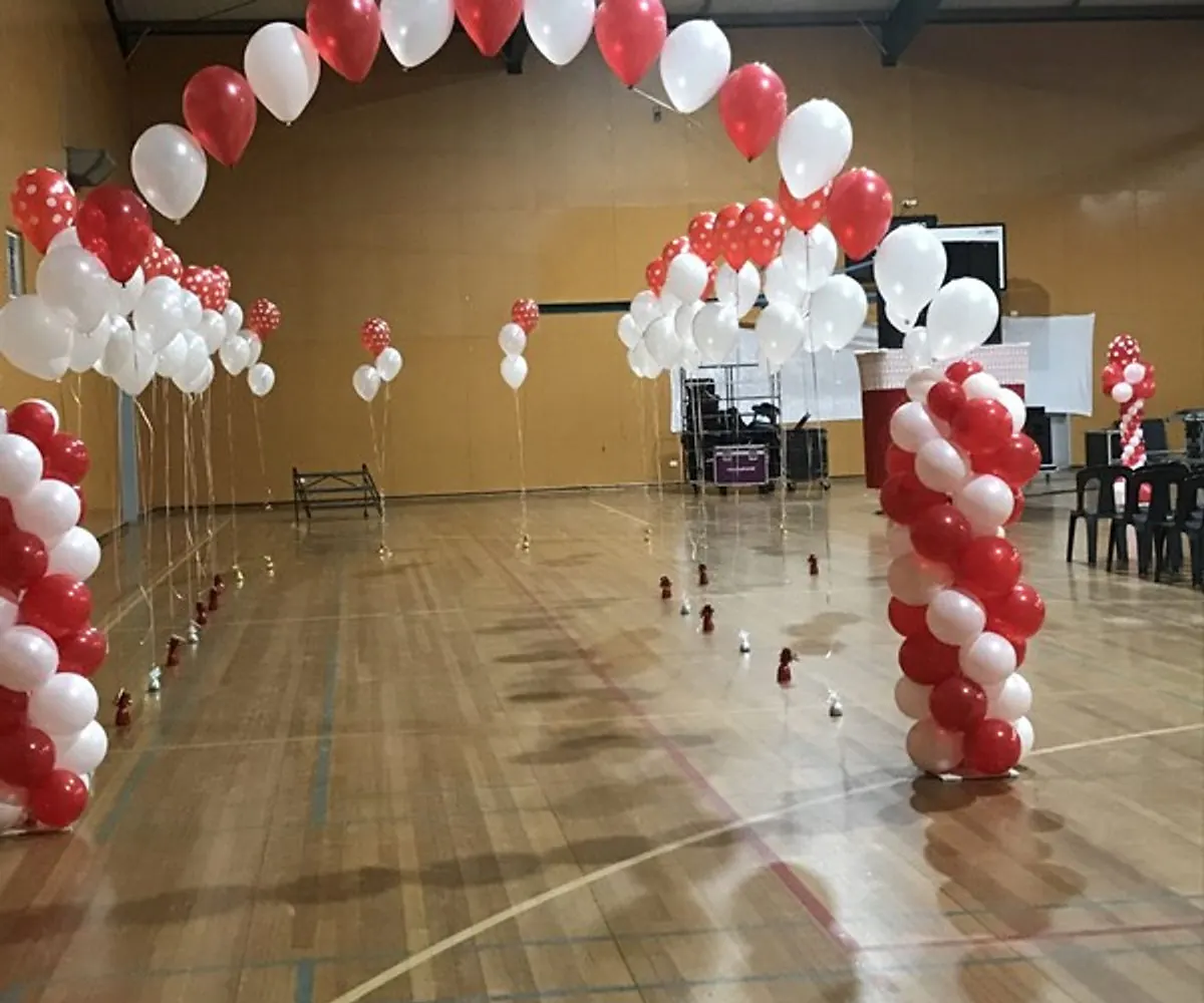 Red and white balloons