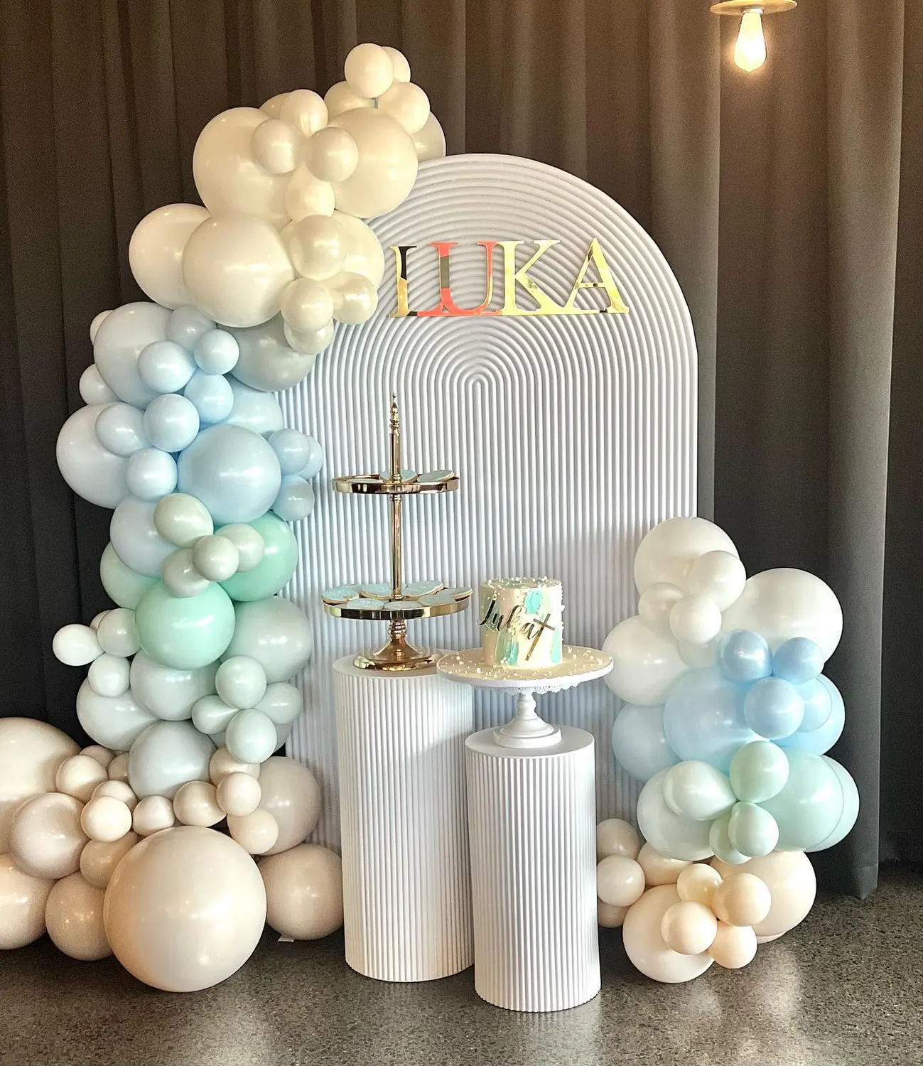Pastel Balloon Backdrop for Boy's Christening