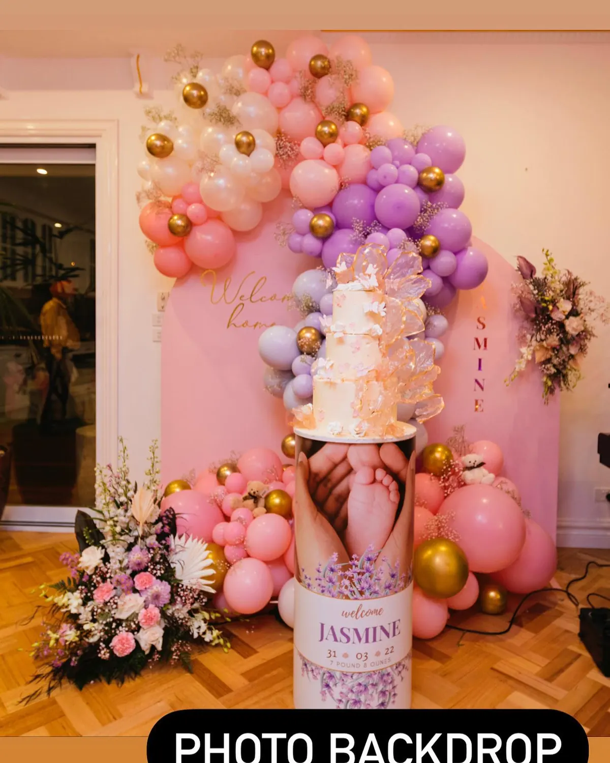 Pink And Mauve Backdrop for Welcome home baby
