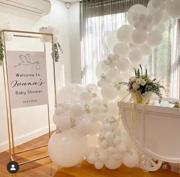 White Baby Shower Backdrop for Baby Shower