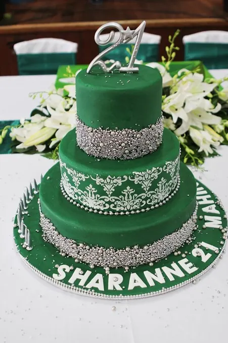 3 Tier Birthday Cake for green 21st cake