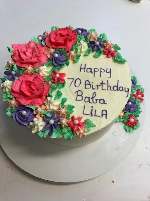70th Birthday Cake for Garden flowers cake