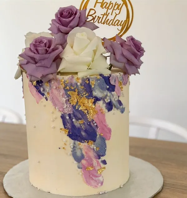 Birthday Cake With Fresh Flowers for Pink and mauve birthday cake