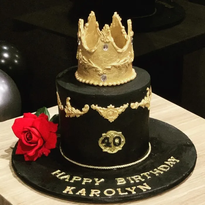 Black And Gold 40th Birthday Cake for Crown themed cake