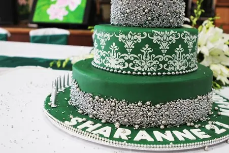 Green And Silver Cake for 21st cake