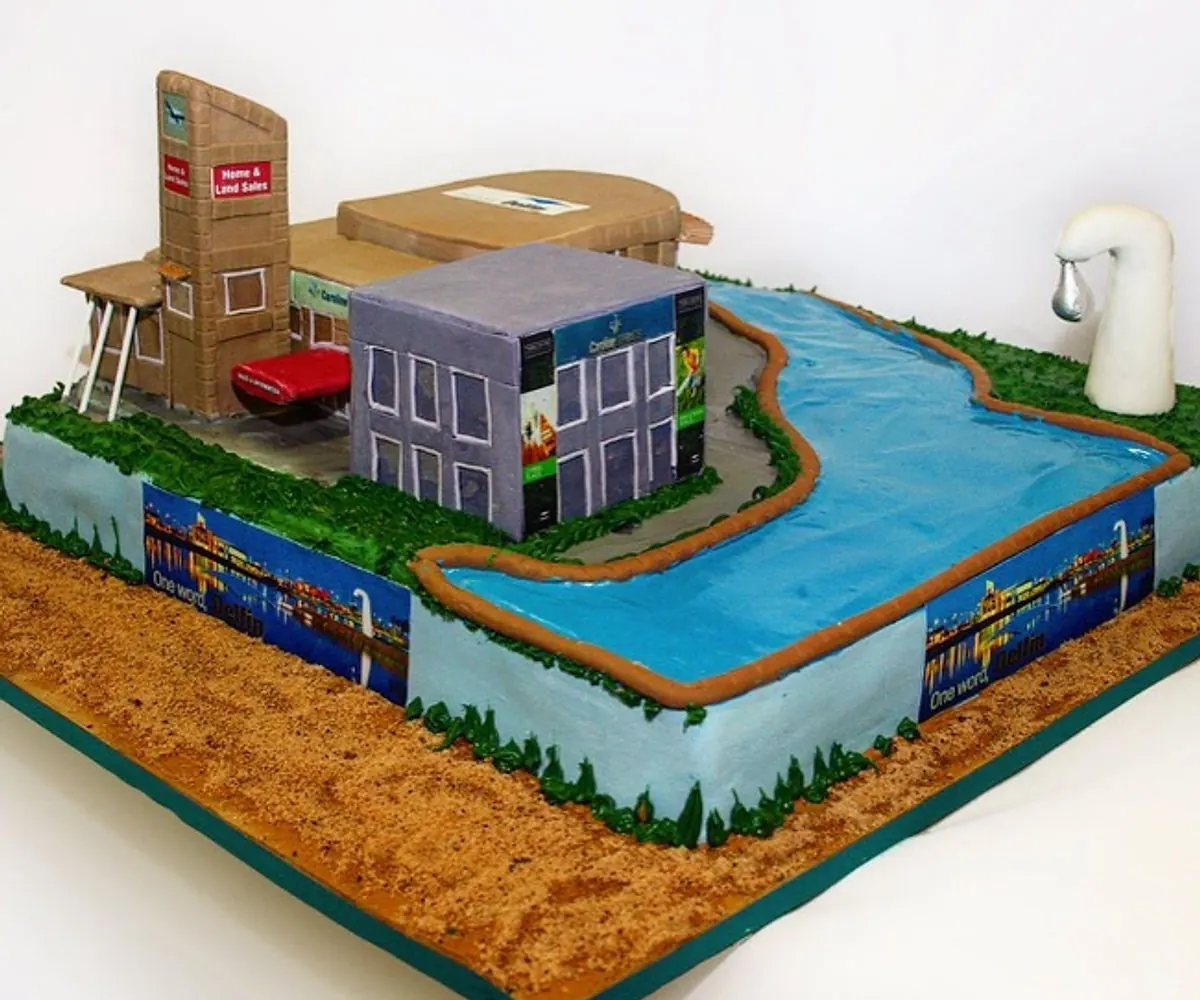 Corporate building cake