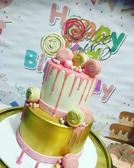 Pink And Gold Macaroon Cake for Pink and gold cake