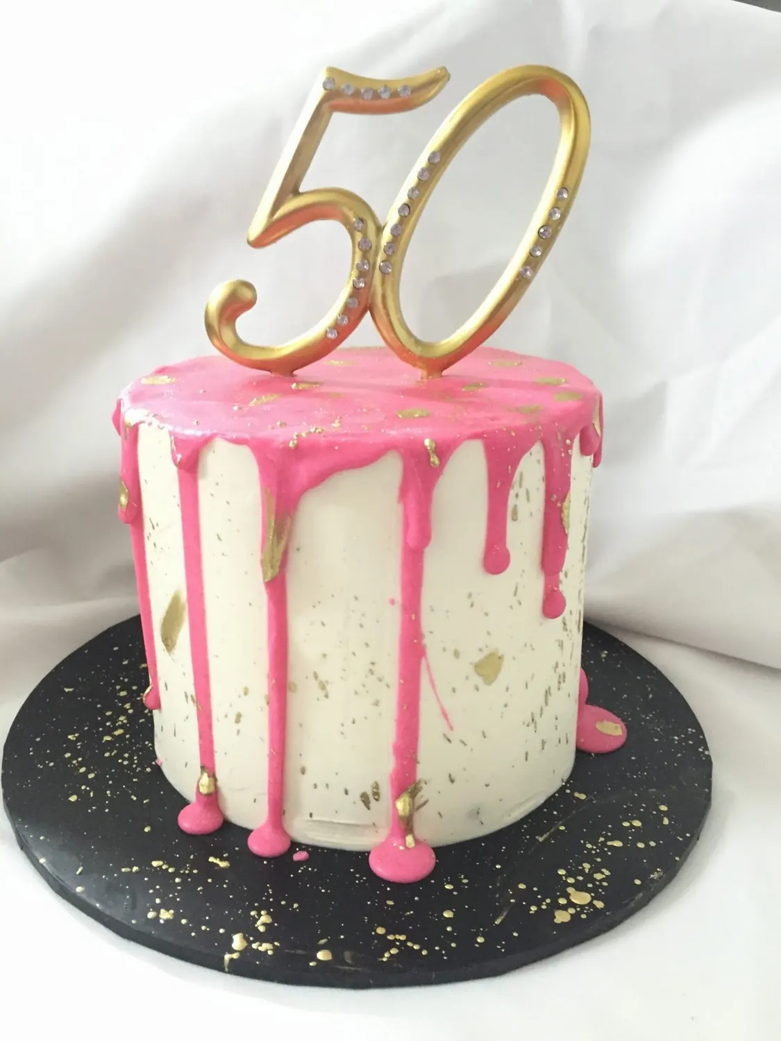 Pink And White Cake for 50th birthday cake