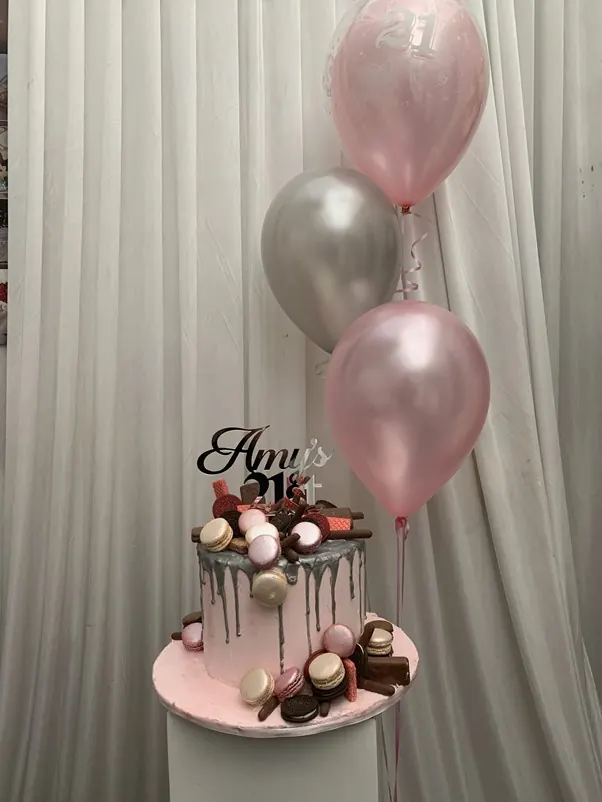 Silver Drip Cake for Pink 21st cake