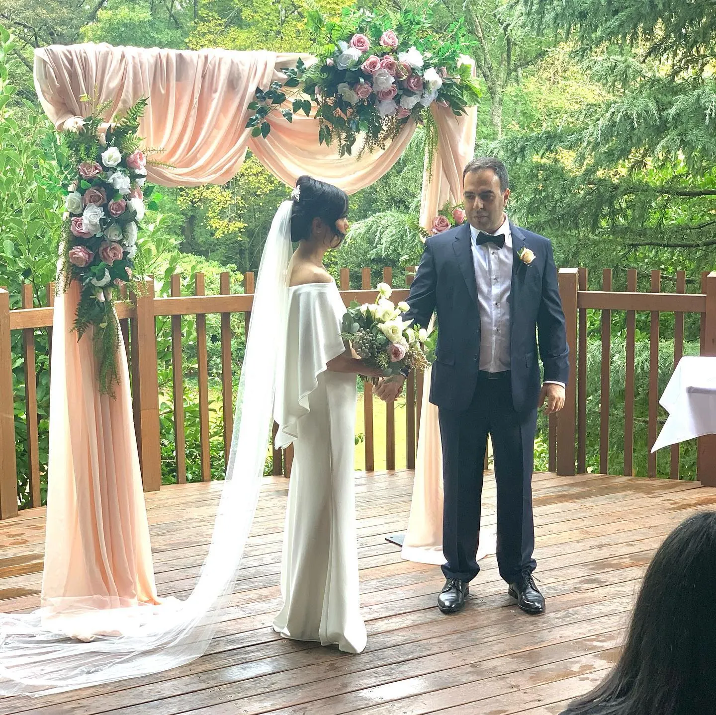 Fabric And Flower Arch for Draped Arch