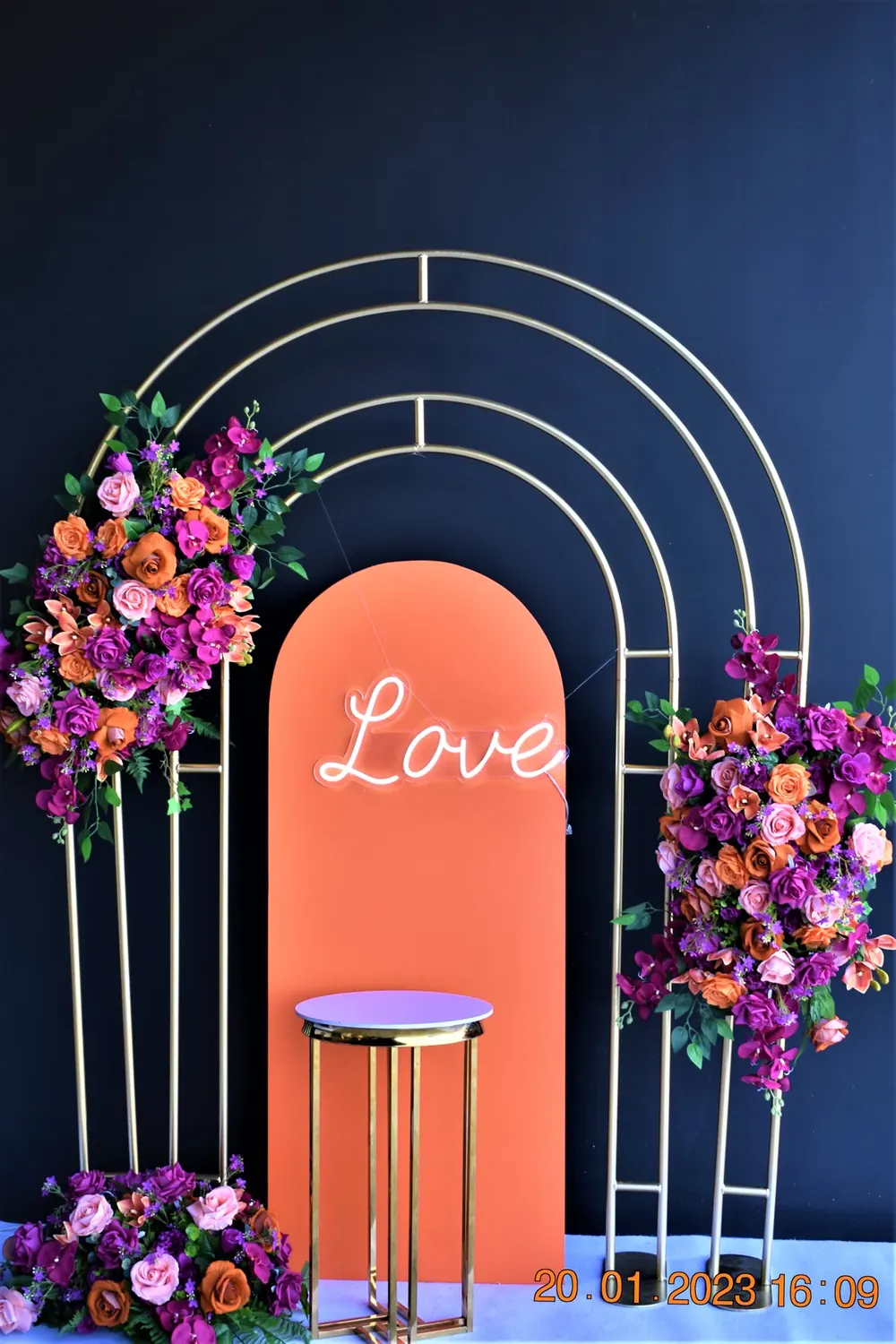 Pink And Orange Floral Arch for Pink and orange flowers backdrop