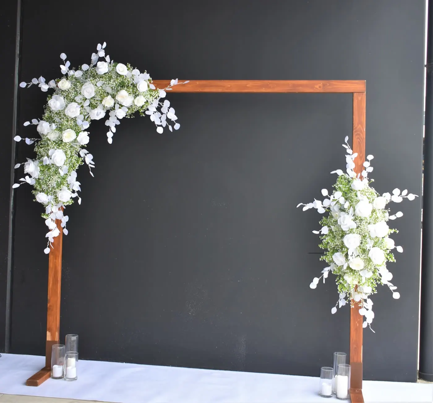 Square Timber Arch for baby's breath timber arch