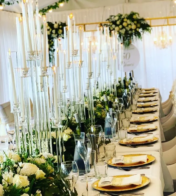 Glass Candelabra with 10 Candles for Glass Candelabra with 10 Candles