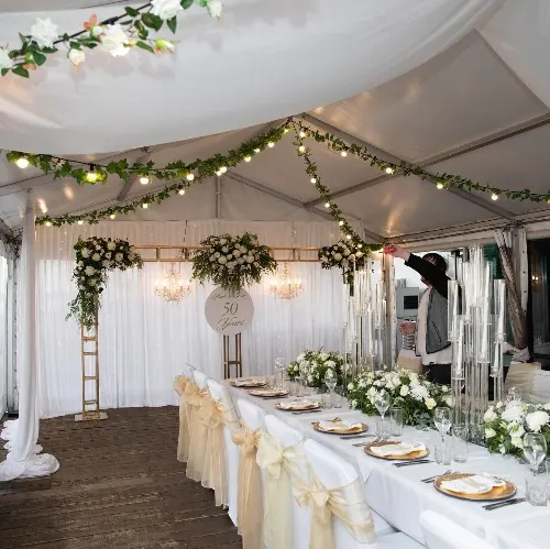 Different Ceiling Decor for Fairy Lights and Silk Flowers.