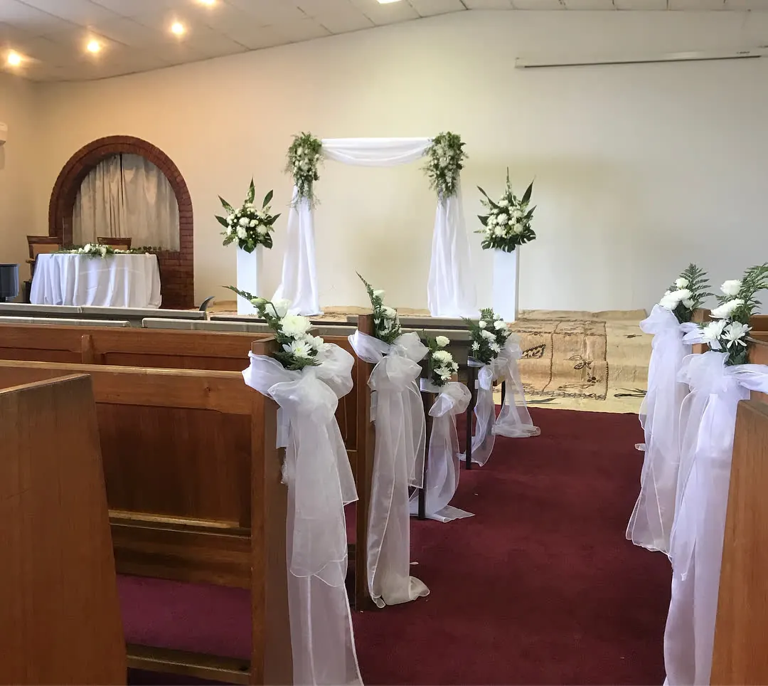 White Floral Church Decor for Aisle decor