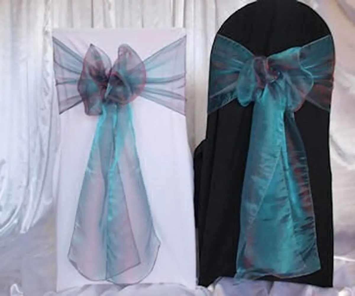 turquoise two tone organza sash