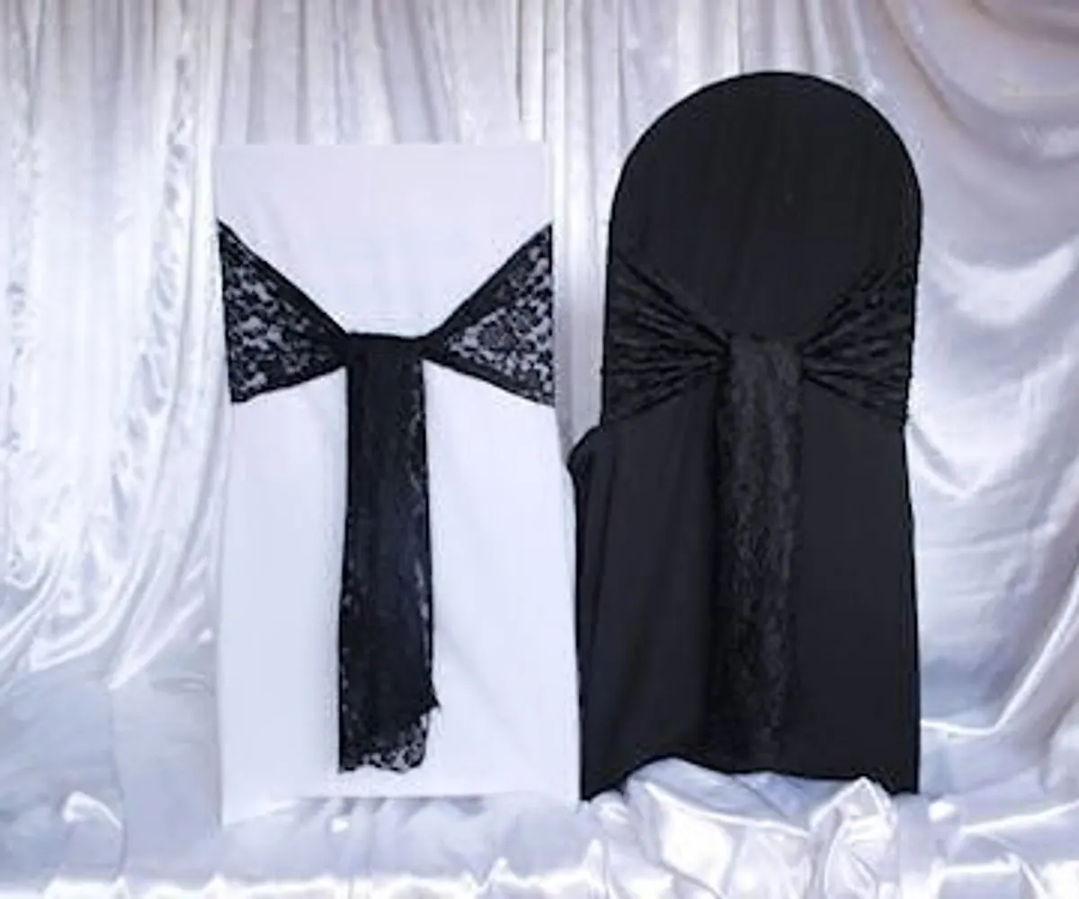 Black lace sash / runner