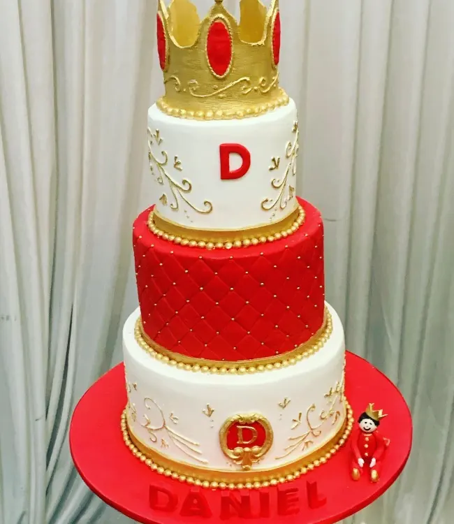 Red And Gold Crown Cake for Prince cake