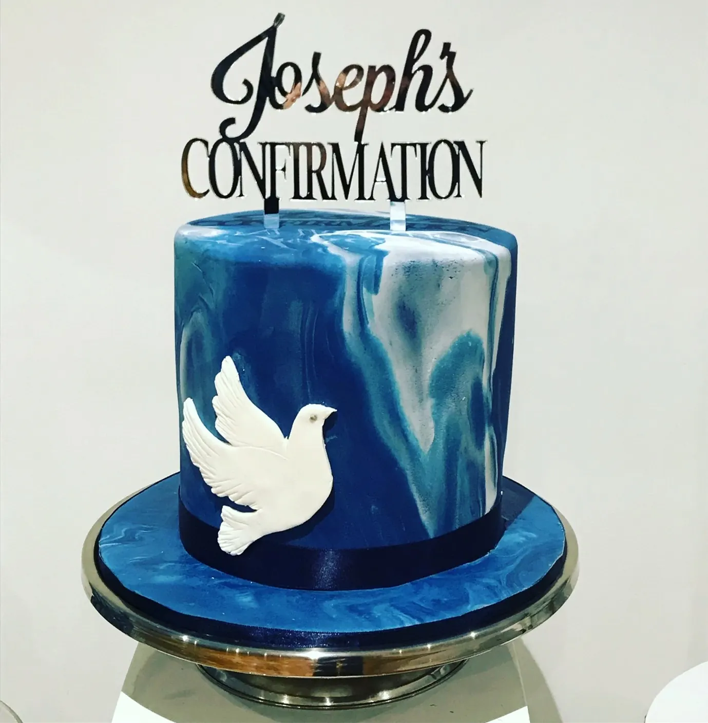 Confirmation Cake for Blue and white confirmation cake