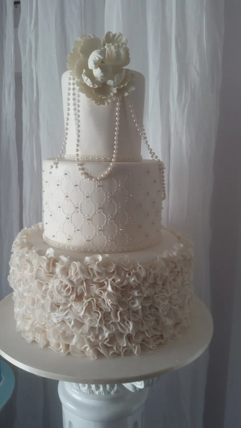 Frills And Pearls Christening Cake Cake for 3 tier girly themed christening cake