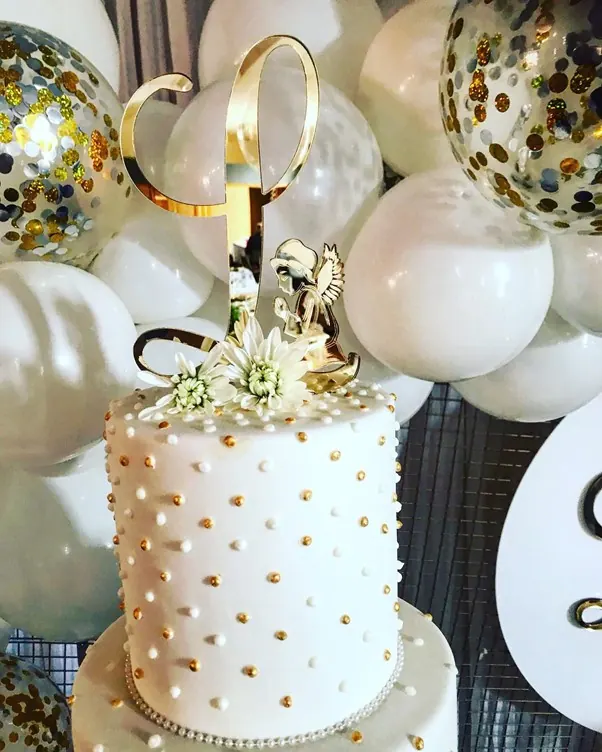 Gold And White Christening for Angel christening cake