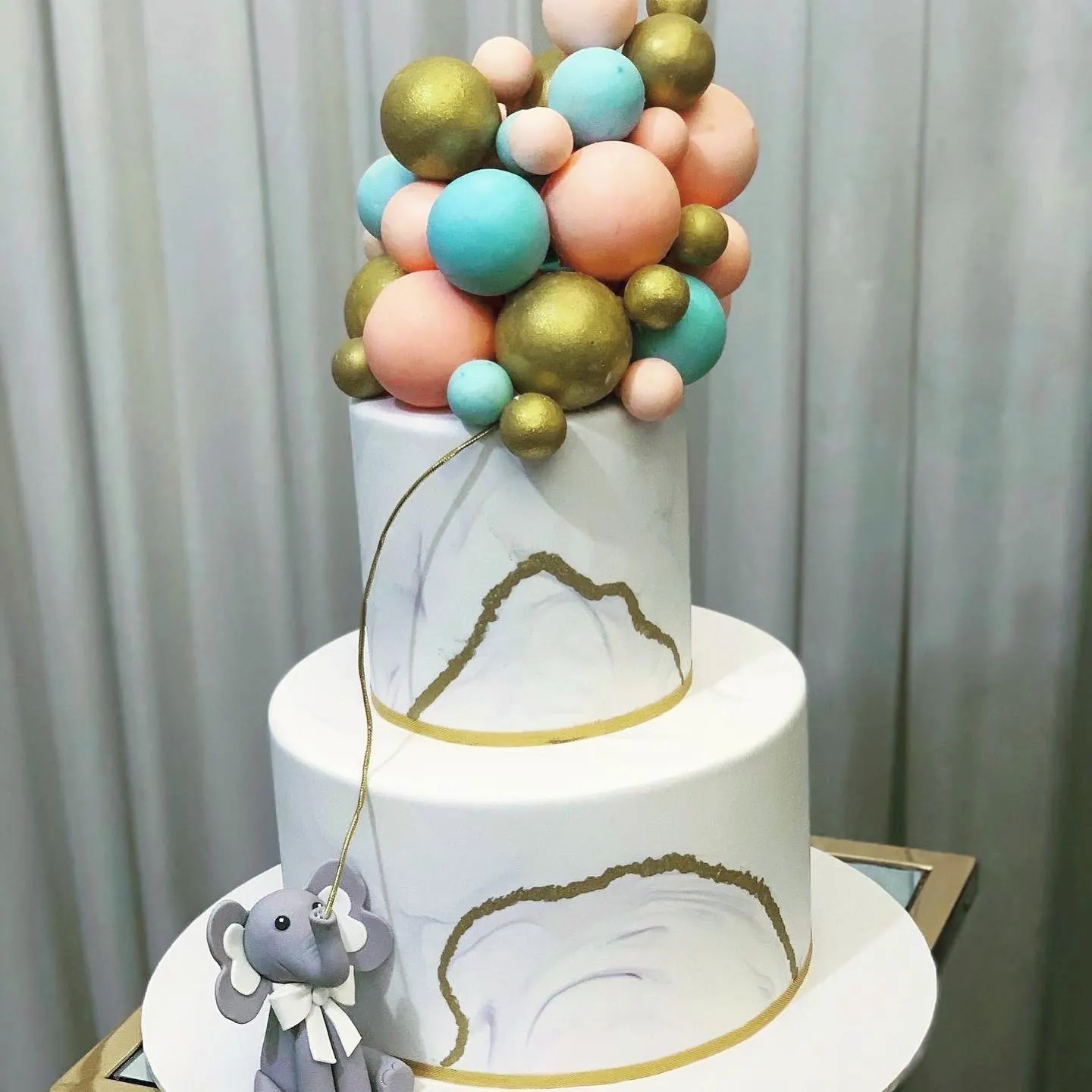 Pink And Blue Baby Shower / Christening Cake for Baby elephant cake