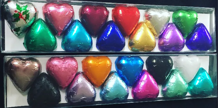 Coloured Chocolate Hearts for Chocolate hearts