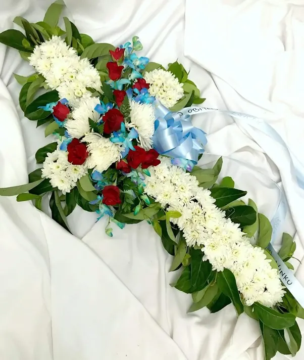 Cross Funeral Wreath for Red / white and blue cross