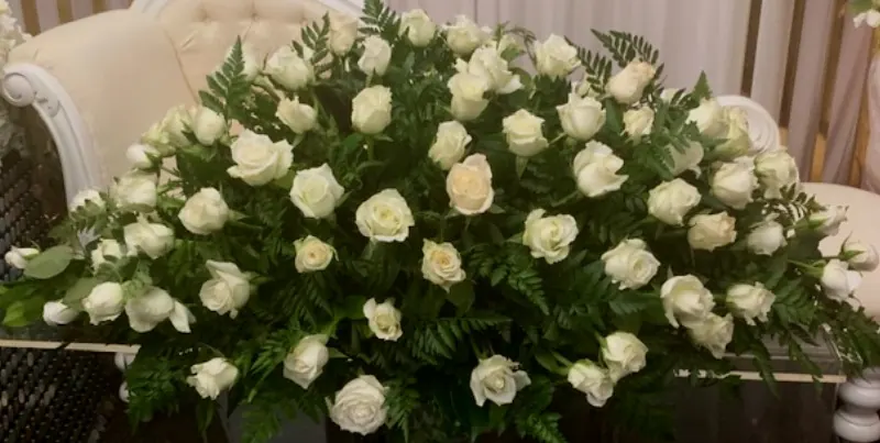 White Casket Flowers for white roses casket flowers