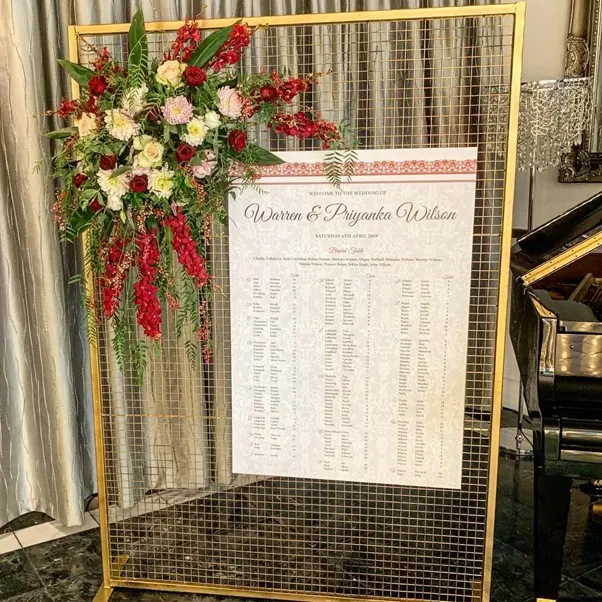 Printed Seating Plan for Custom guest board
