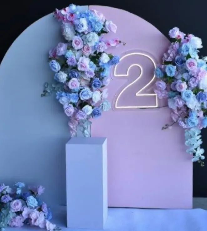 Birthday Backdrop With Neon Lights for No 2 neon hire