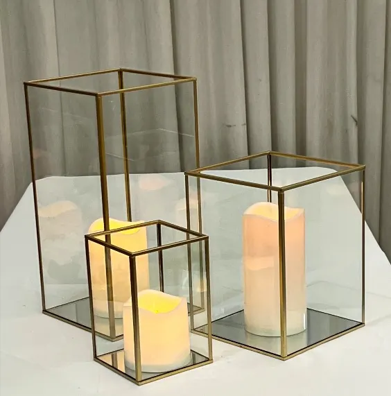 Square Glass Candleholders for black rimmed lanterns