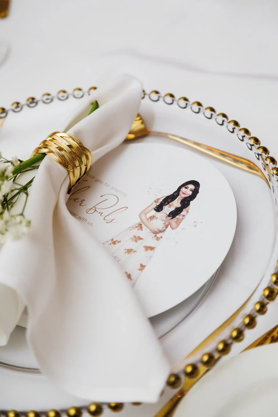 Glass Charger Plates Hire for glass/gold beaded edge charger plates