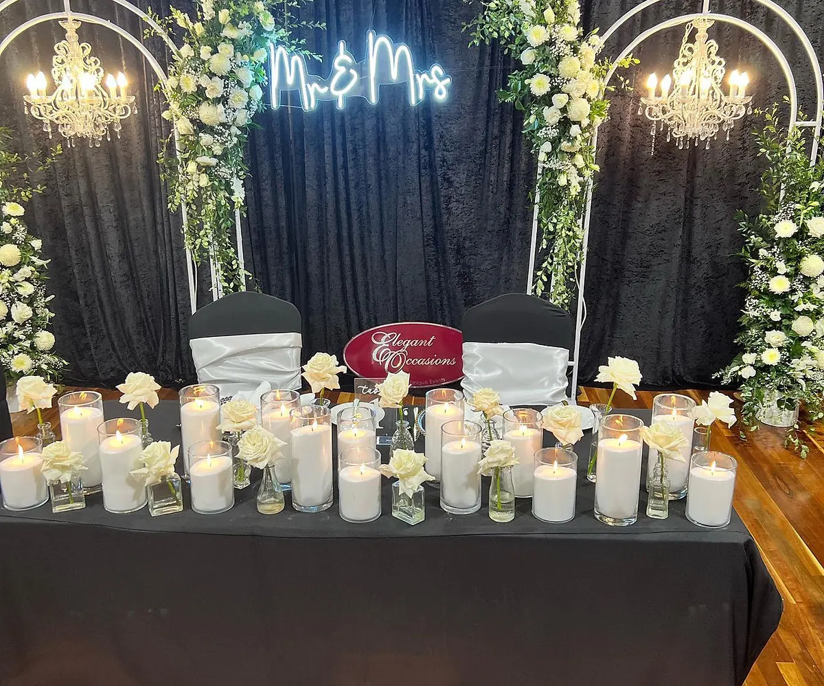 Candles and flowers arch