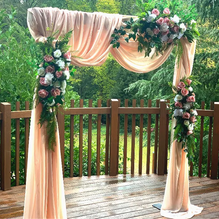 Fabric and flowers arch for Fabric and flowers arch
