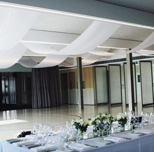 Fabric draping on ceiling