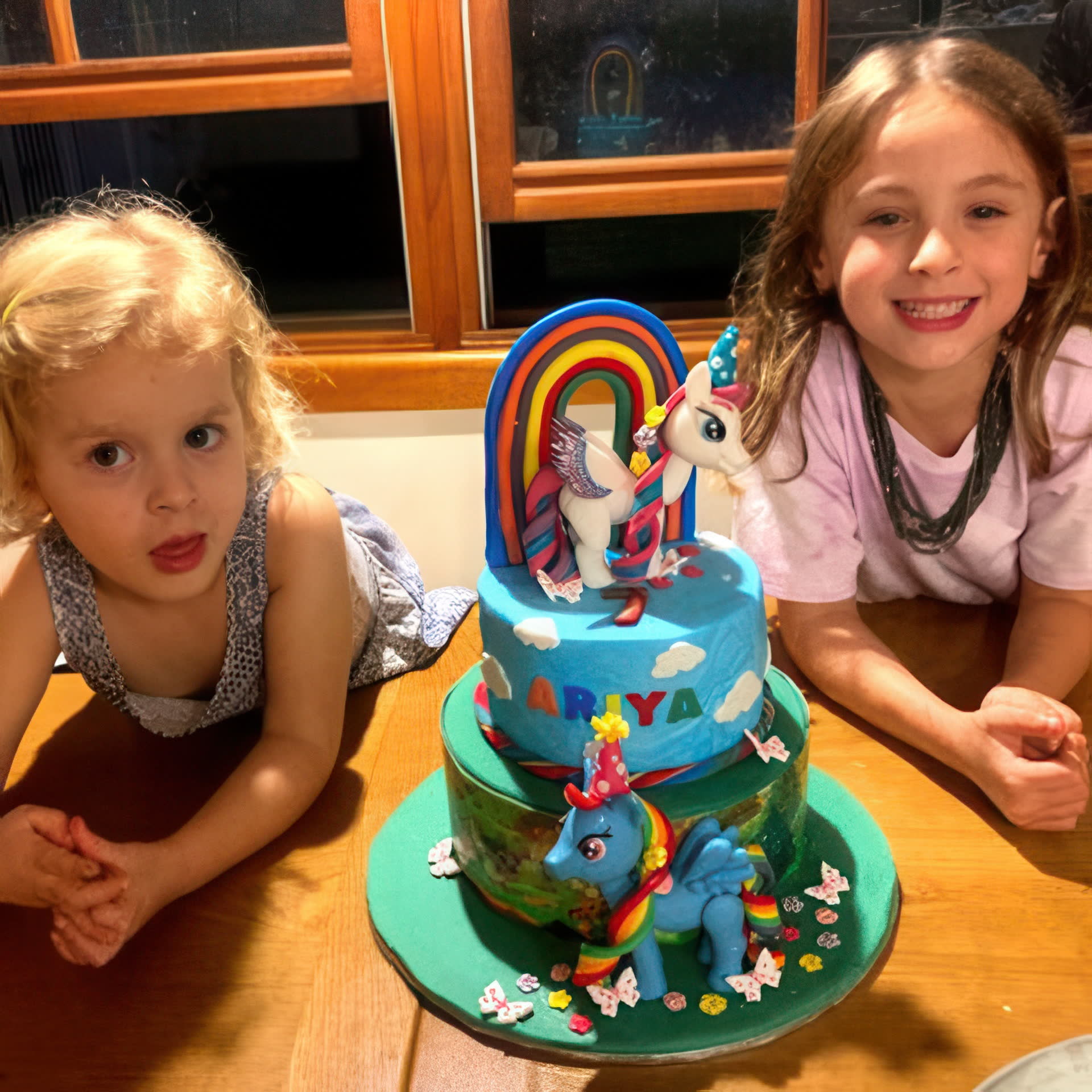 Unicorn and rainbows cake