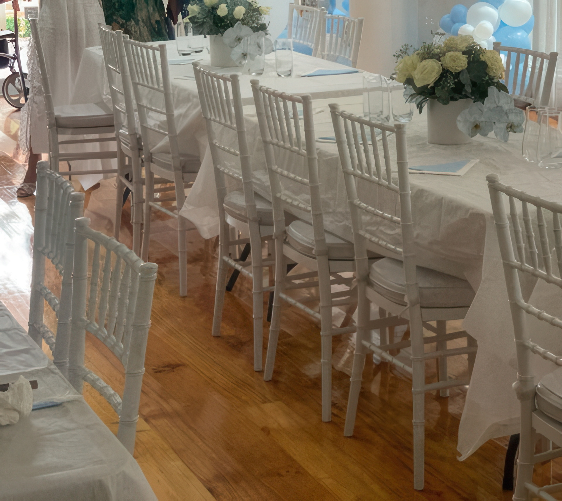 Formal table centrepieces with candles